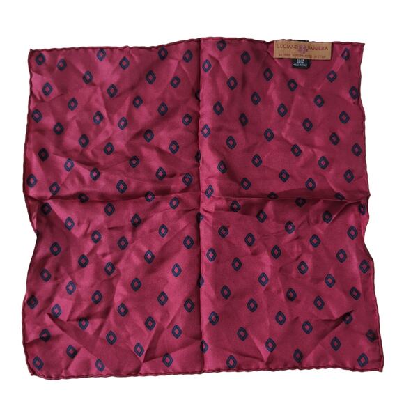Luciano Barbera Other - Luciano Barbera Mens Pocket Square Made in Italy 100% Silk Red Pattern Hanky 12"